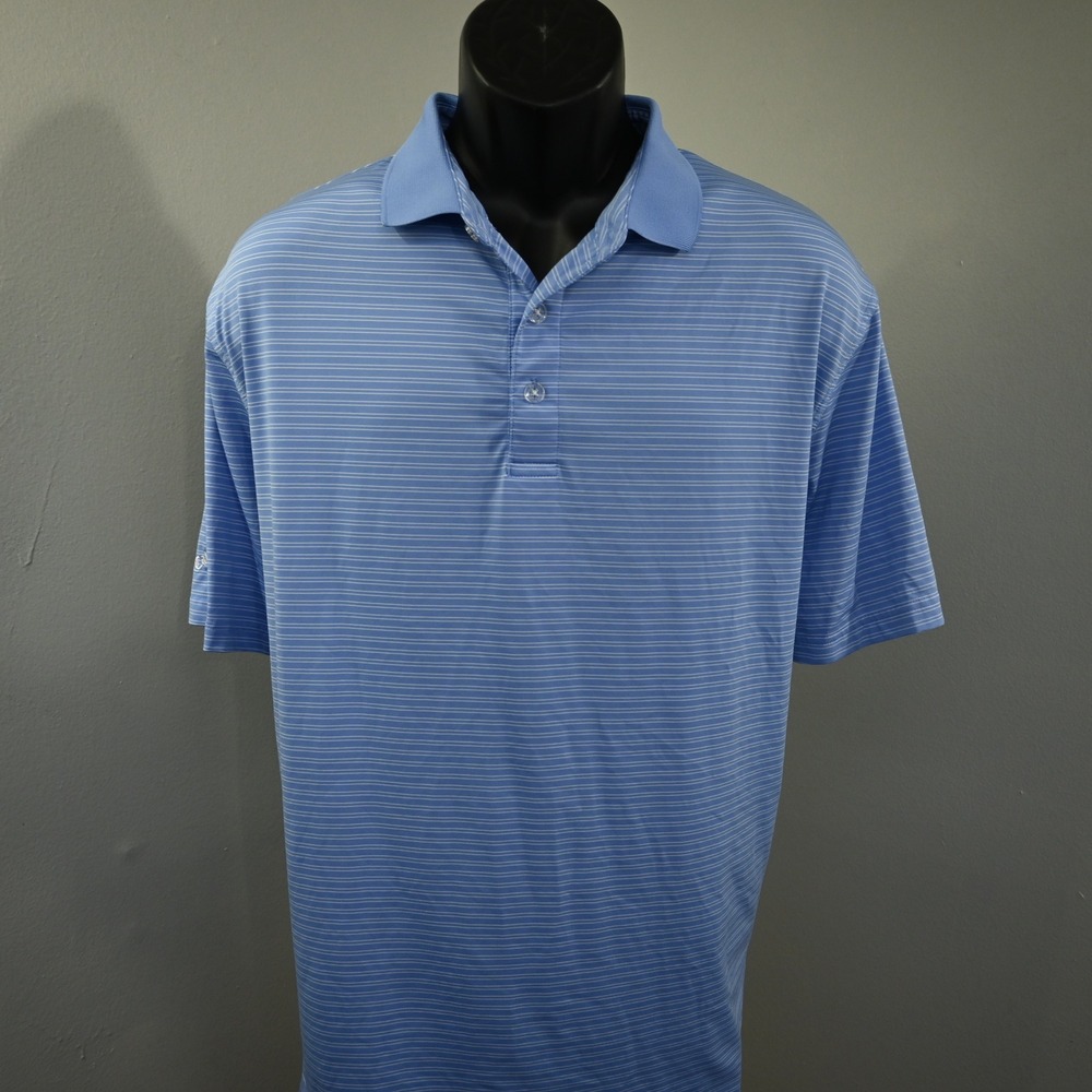 Callaway Polo Men XL Blue Striped Short Sleeve Opti-Dri Golf Shirt - Picture 10 of 10